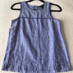 J. Crew blue linen/cotton detailed tank top